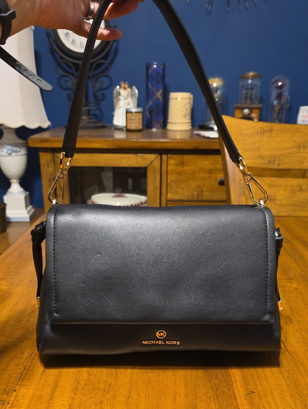 Michael Kors Black Leather Top-Handle Shoulder Bag